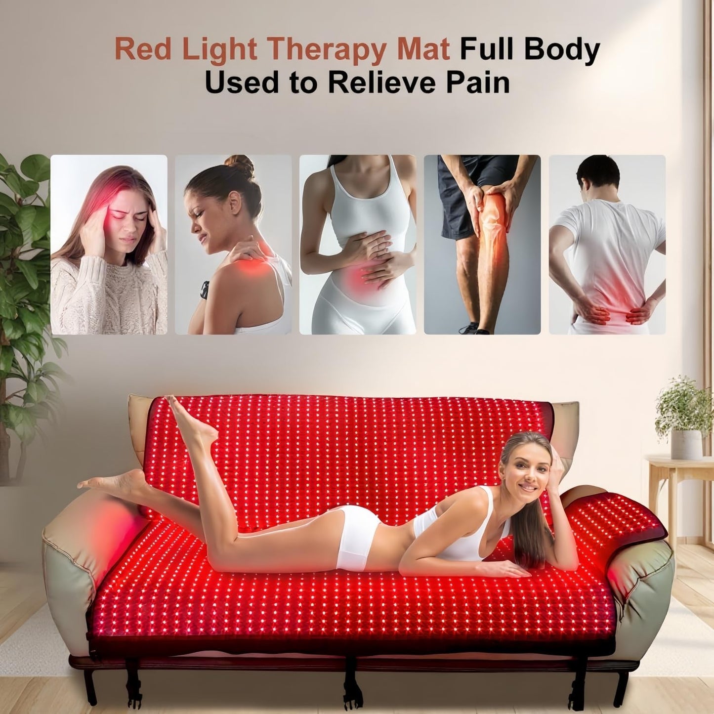 Red Light Therapy Mat for Full Body Pain Relief 75" X 35'' | Infrared Red Light Therapy Blanket for Face and Body with 2570 Dual-Wave Leds (660Nm & 850Nm)