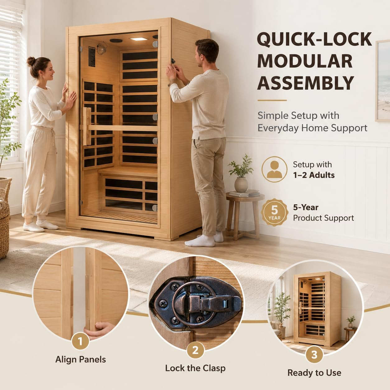 2 Person Far Infrared Sauna with Smart APP Control, 2000W Low EMF Wooden Infrared Sauna Room for Home, 8 Carbon Mica Heating Panels Wellness Sauna, Canadian Hemlock Indoor Spa for Home Relaxation