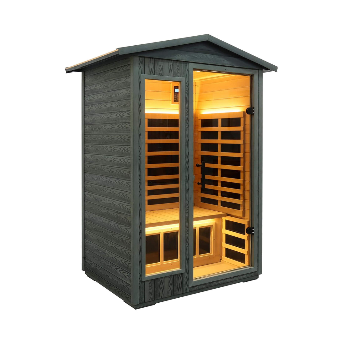 Thermora Riva 2-Person Outdoor Carbonized Walnut Low EMF Infrared Sauna - SAK16850