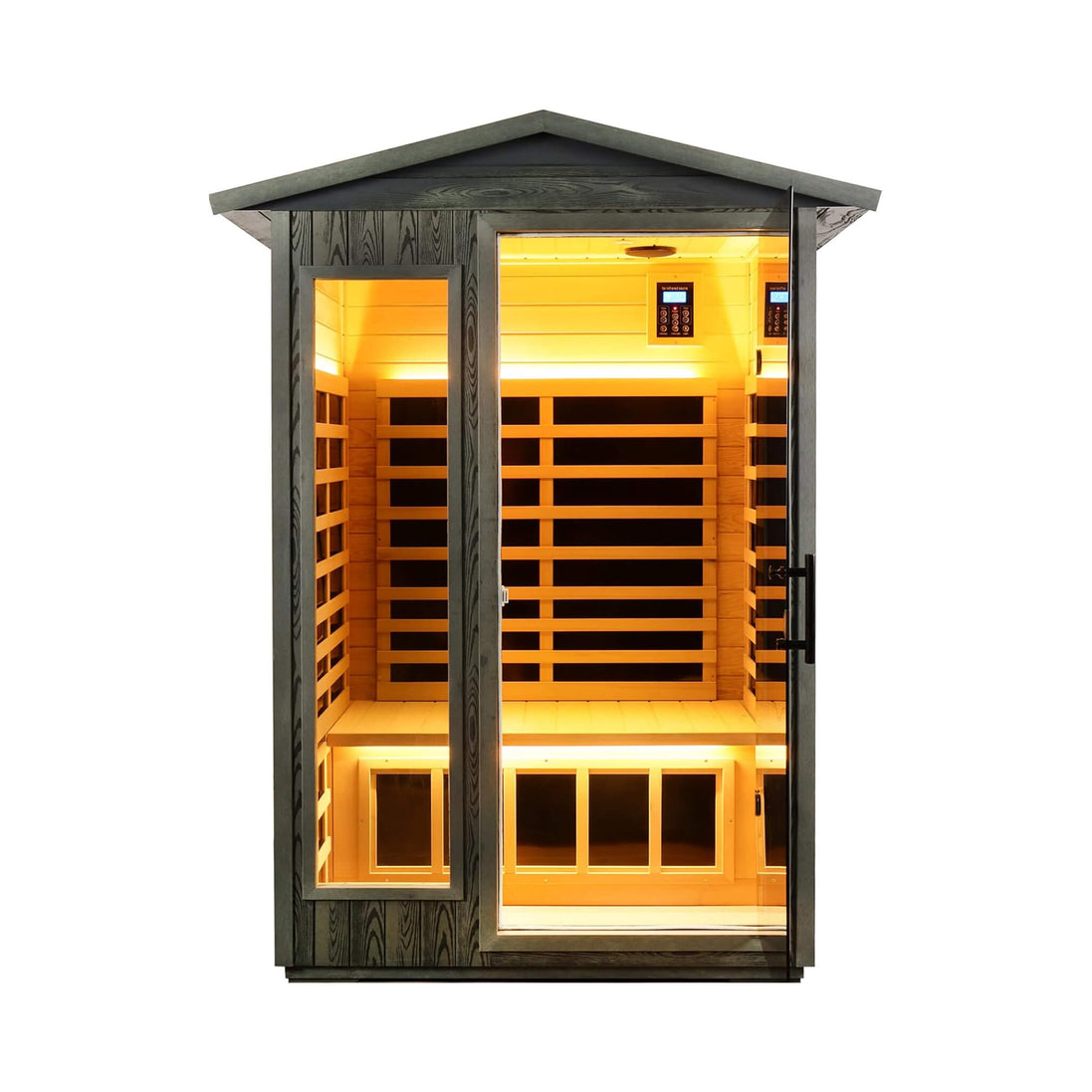 Thermora Riva 2-Person Outdoor Carbonized Walnut Low EMF Infrared Sauna - SAK16850