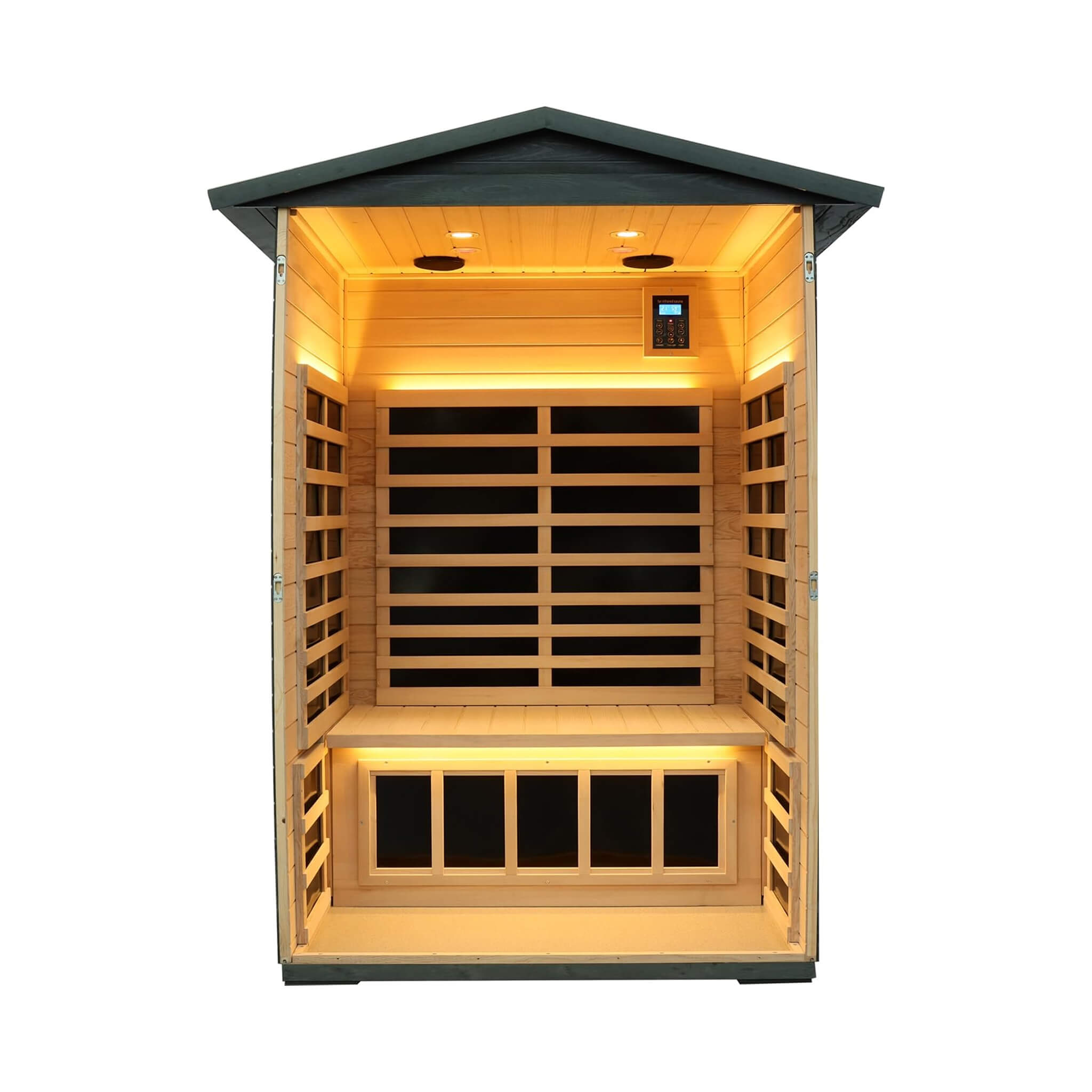 Thermora Riva 2-Person Outdoor Carbonized Walnut Low EMF Infrared Sauna - SAK16850