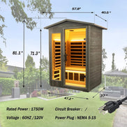 Thermora Riva 2-Person Outdoor Carbonized Walnut Low EMF Infrared Sauna - SAK16850