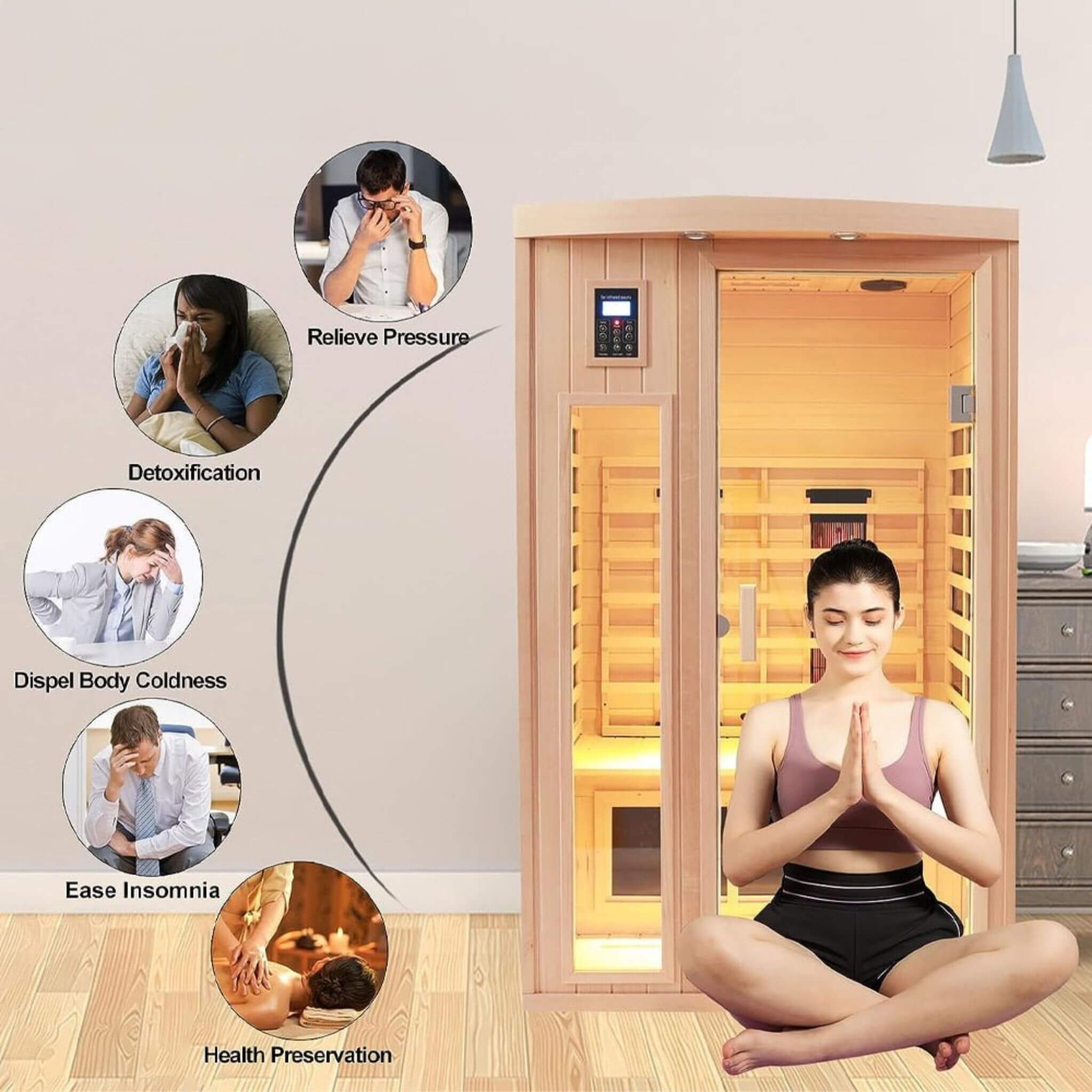 Thermora Orien 2-Person Far Infrared Sauna Ceramic Heaters 1760W - SAK25714