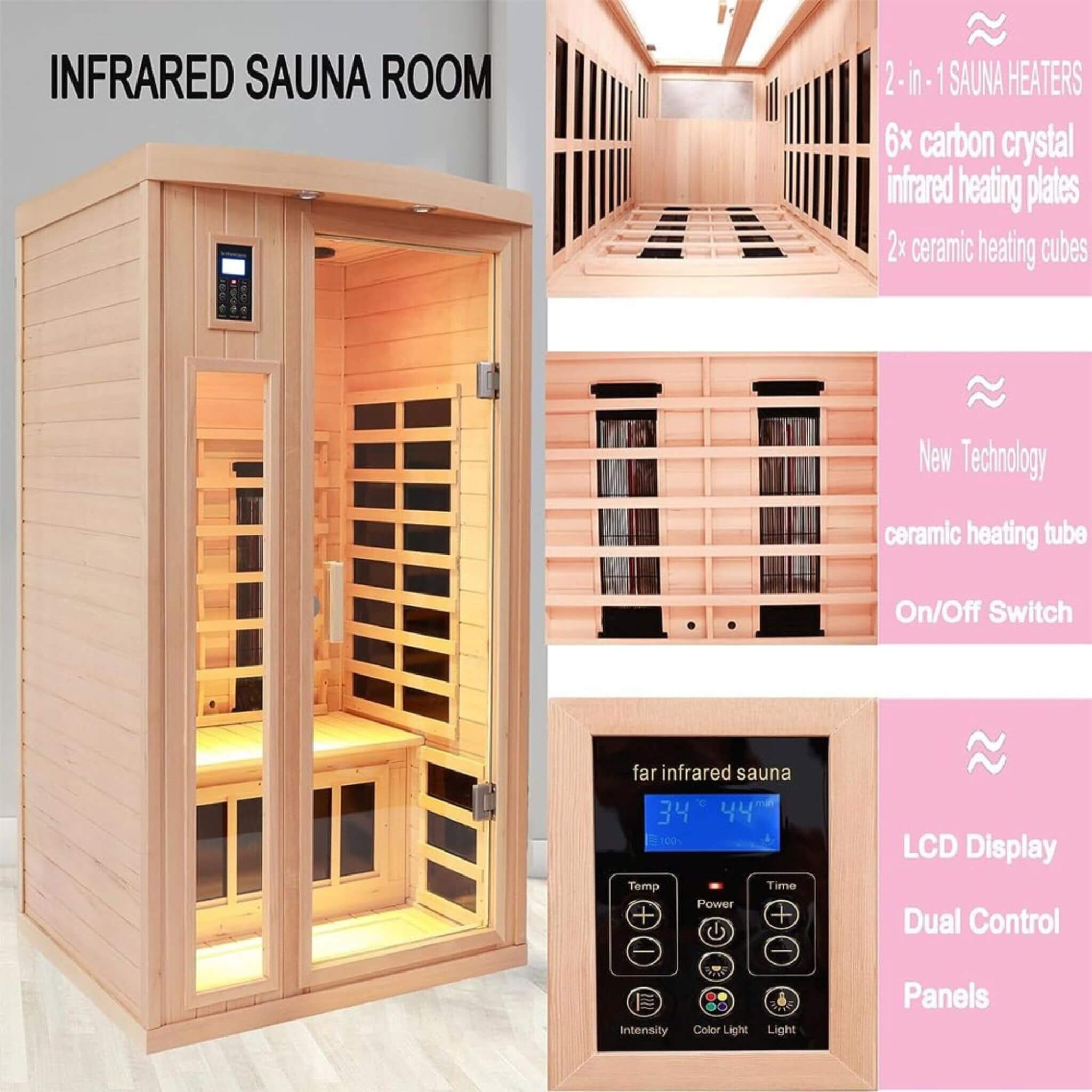 Thermora Orien 2-Person Far Infrared Sauna Ceramic Heaters 1760W - SAK25714