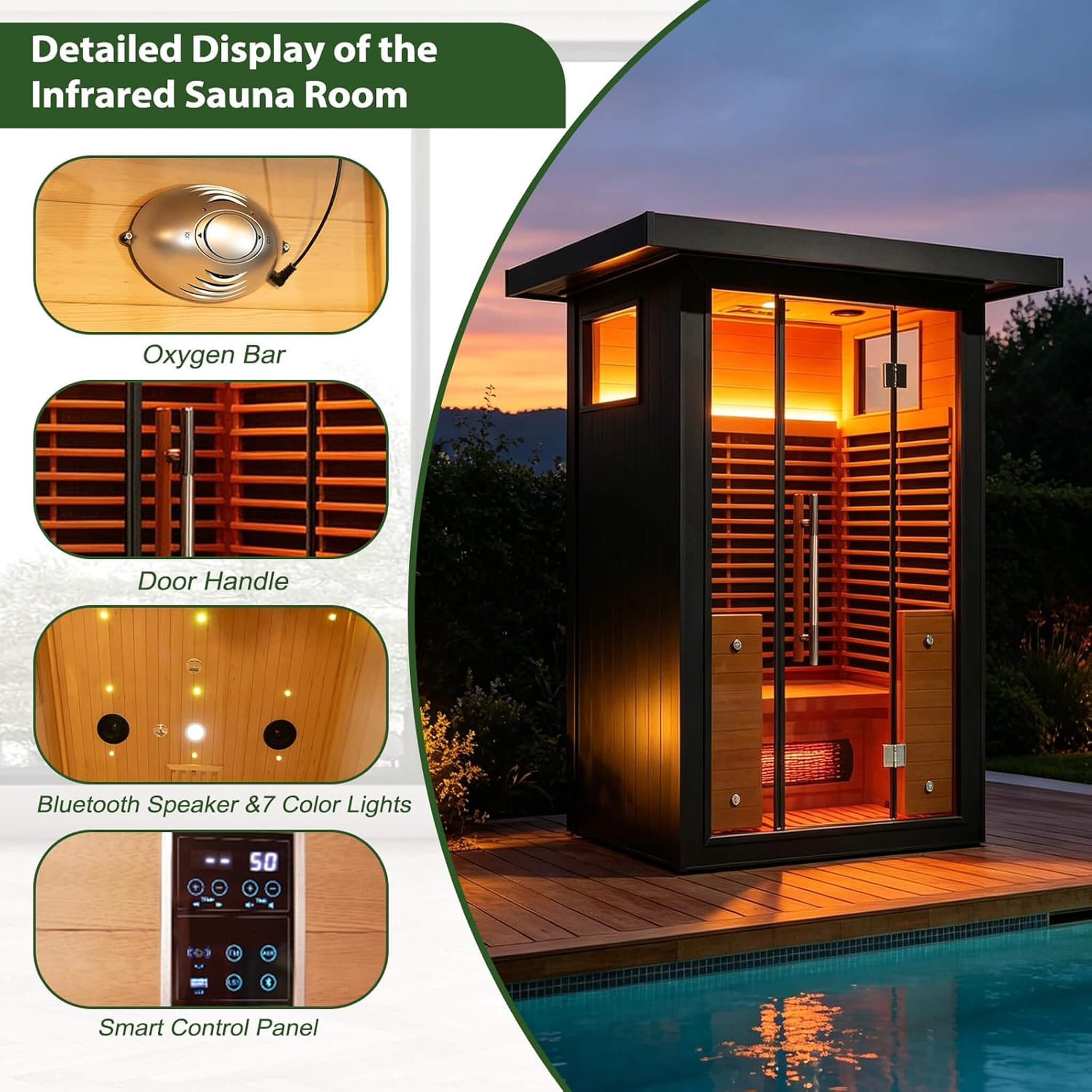 Thermora Lugano 2-Person Outdoor Full-Spectrum Infrared Sauna with Aluminum Exterior - SAK14973