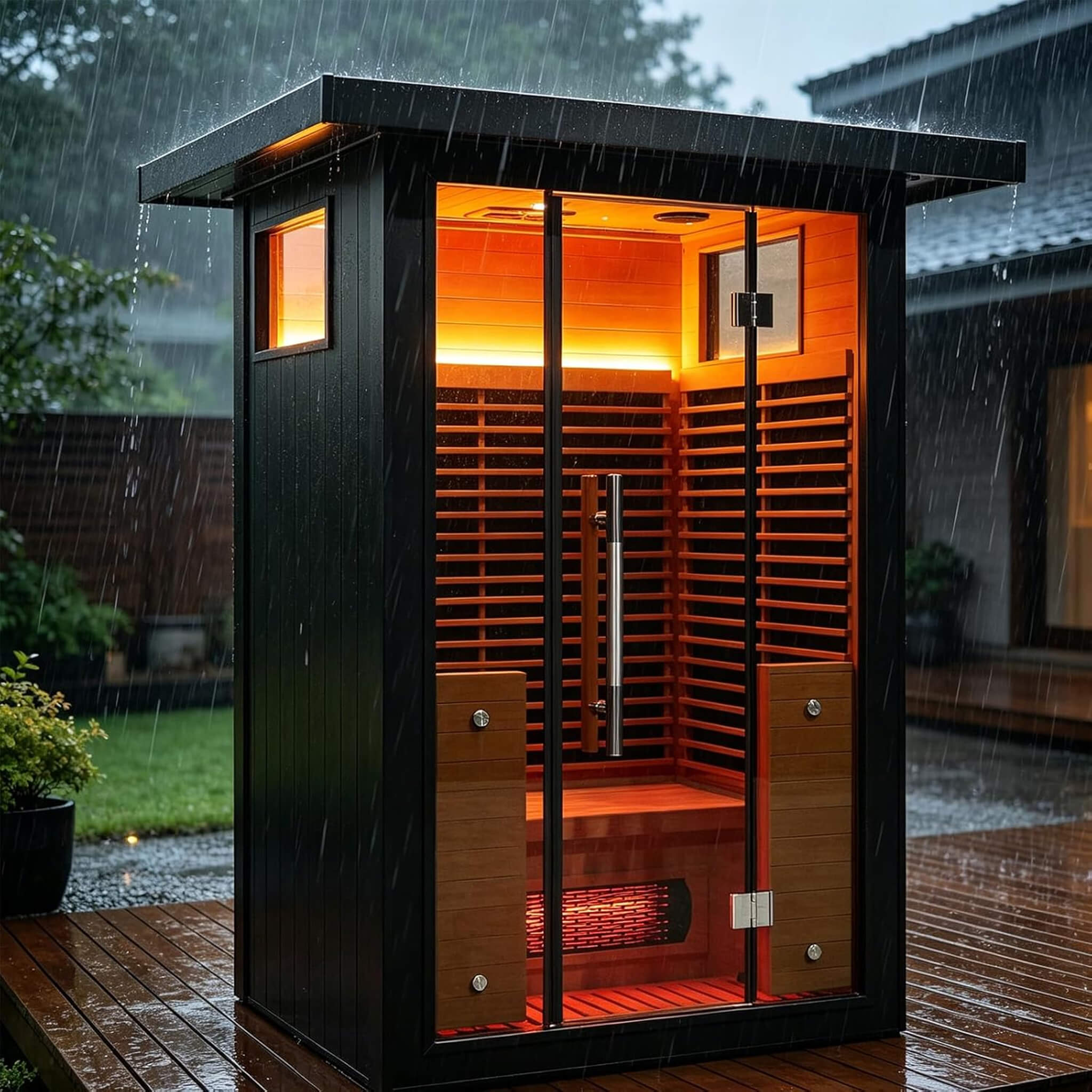Thermora Lugano 2-Person Outdoor Full-Spectrum Infrared Sauna with Aluminum Exterior - SAK14973