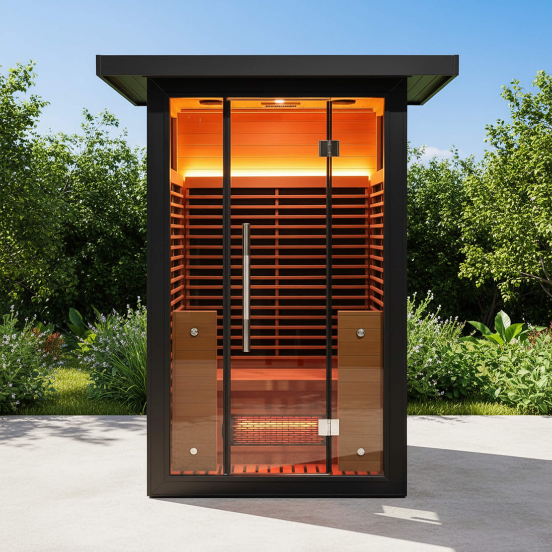 Thermora Lugano 2-Person Outdoor Full-Spectrum Infrared Sauna with Aluminum Exterior - SAK14973