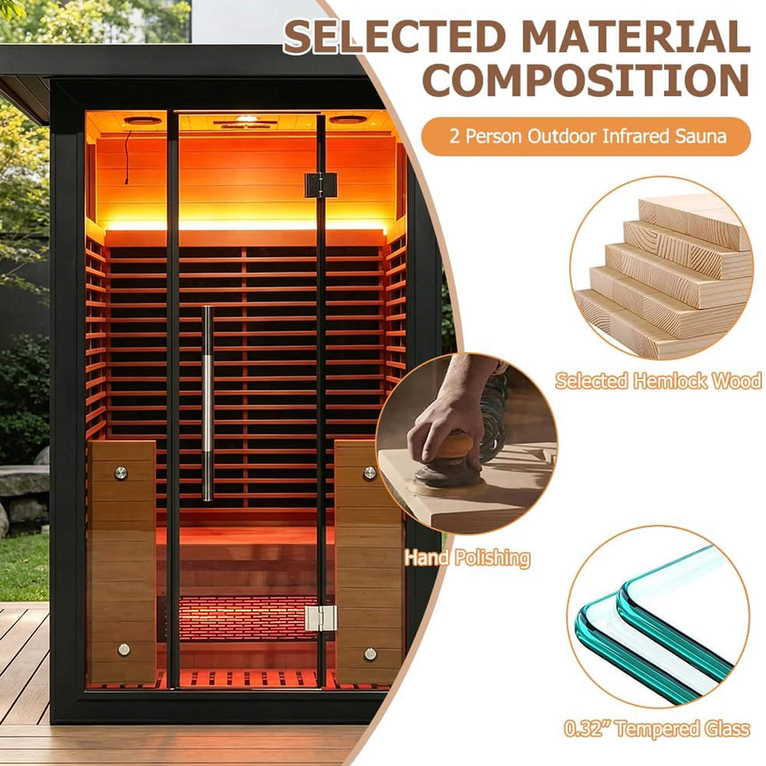 Thermora Lugano 2-Person Outdoor Full-Spectrum Infrared Sauna with Aluminum Exterior - SAK14973