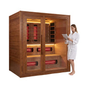 Rövia Elvaria 4-Person Red Cedar Hybrid Infrared & Steam Sauna with 6kW Harvia Heater - SAK93528