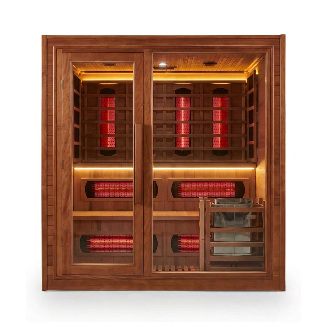 Rövia Elvaria 4-Person Red Cedar Hybrid Infrared & Steam Sauna with 6kW Harvia Heater - SAK93528