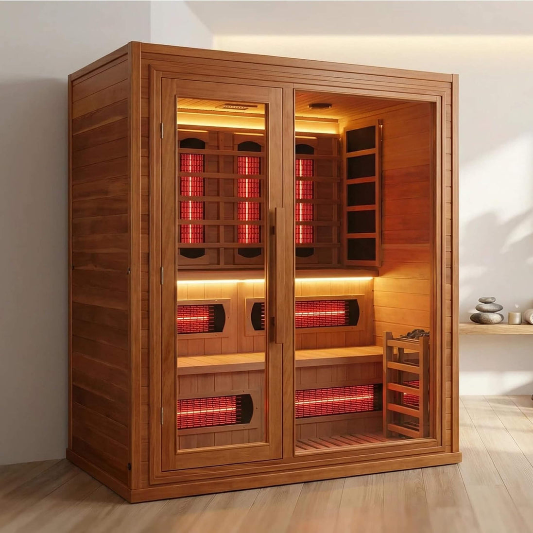 Rövia Elvaria 4-Person Red Cedar Hybrid Infrared & Steam Sauna with 6kW Harvia Heater - SAK93528