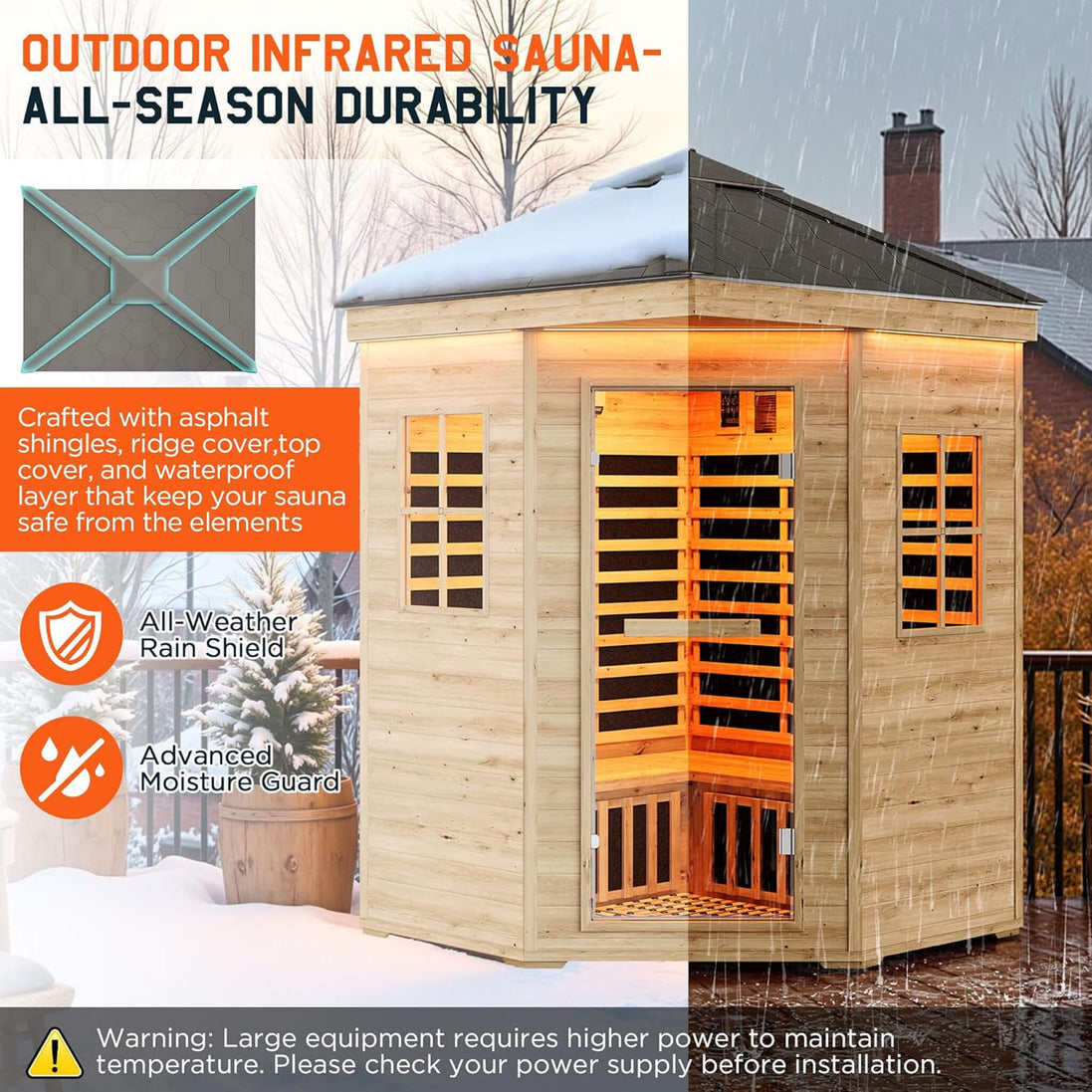 Thermora Monaco 4-Person Outdoor Spruce Low EMF Infrared Sauna Room - SAK16270