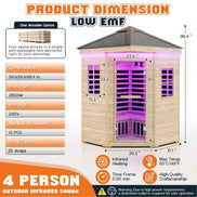 Thermora Monaco 4-Person Outdoor Spruce Low EMF Infrared Sauna Room - SAK16270