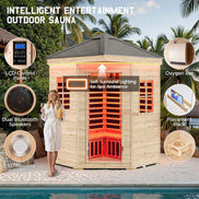 Thermora Monaco 4-Person Outdoor Spruce Low EMF Infrared Sauna Room - SAK16270