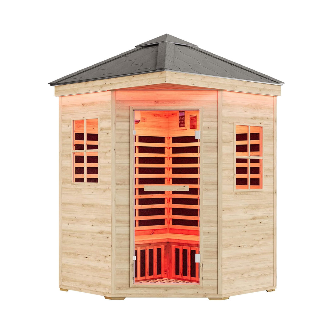 Thermora Monaco 4-Person Outdoor Spruce Low EMF Infrared Sauna Room - SAK16270