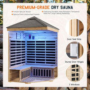 Thermora Monaco 4-Person Outdoor Spruce Low EMF Infrared Sauna Room - SAK16270