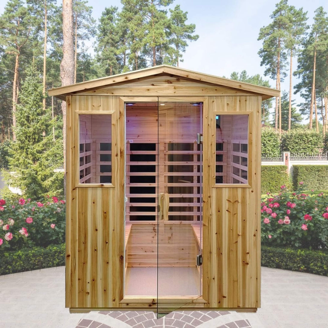Thermora 4-Person Outdoor Hemlock Infrared Sauna Room with Bluetooth - SAK96371