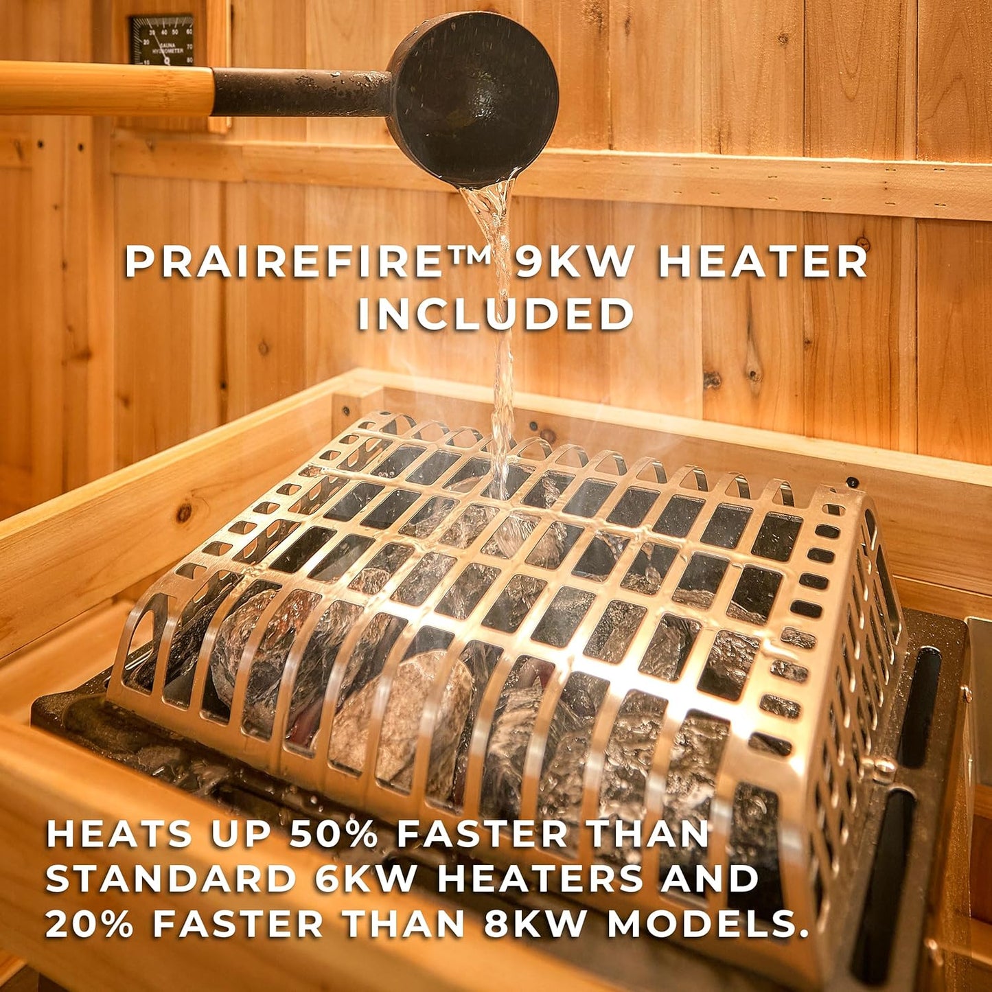 Backyard Discovery Paxton 4-6 Person Traditional Cedar Outdoor Barrel Sauna with Electric Sauna Heater, Front Porch, Sauna Rocks, Dry Heat, Steam Sauna, LED Lights, Wi-Fi Panel, Sauna Accessories