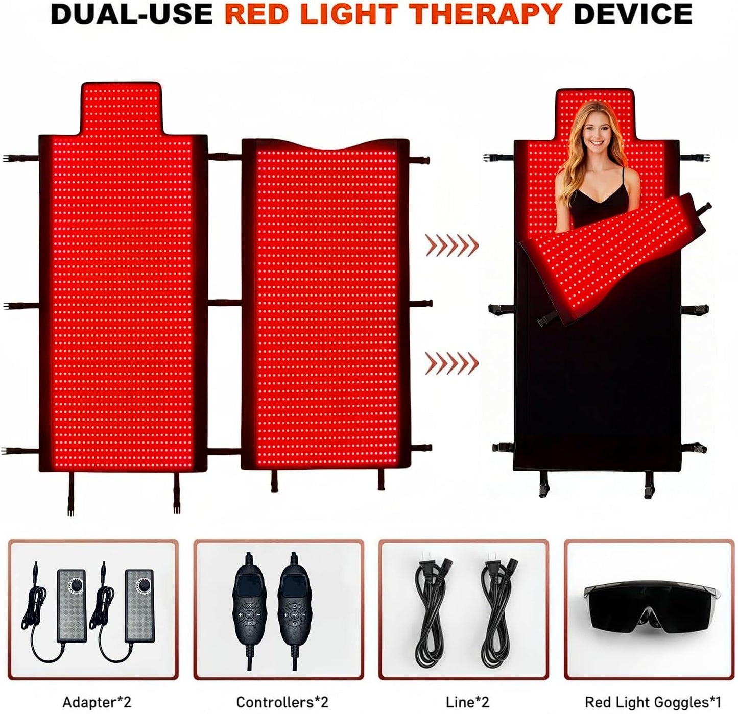 2026 Upgraded All-In-One Red Light Therapy Mat Full Body, FSA&HSA Eligible,75” X 35” Medical-Grade TPU Red Light Blanket with 2600 Dual-Wavelength Leds (660Nm Red & 850Nm NIR) for Pain Relief