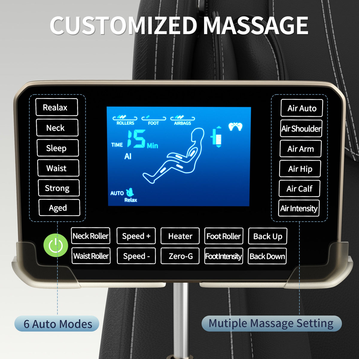 Full Body Deep Tissue Massage Chair – 8 Fixed Rollers, Foot Massage & LCD Touch Screen