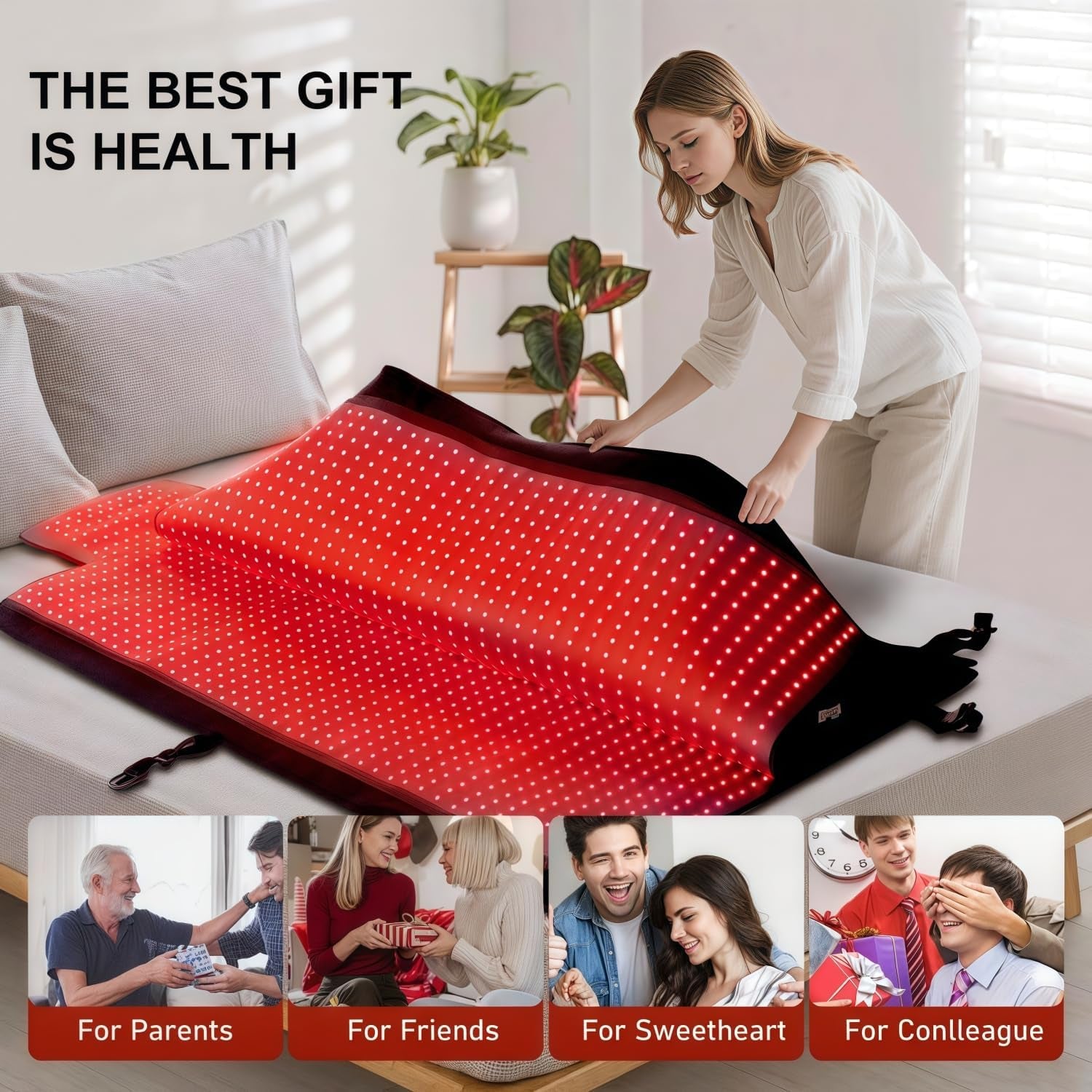 Red Light Therapy Mat for Full Body Pain Relief 75" X 35'' | Infrared Red Light Therapy Blanket for Face and Body with 2570 Dual-Wave Leds (660Nm & 850Nm)