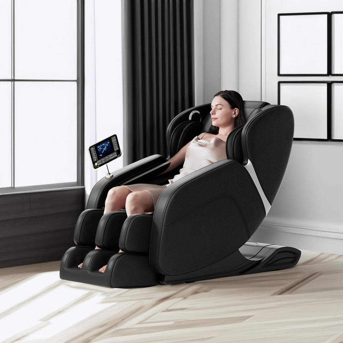 Full Body Deep Tissue Massage Chair – 8 Fixed Rollers, Foot Massage & LCD Touch Screen