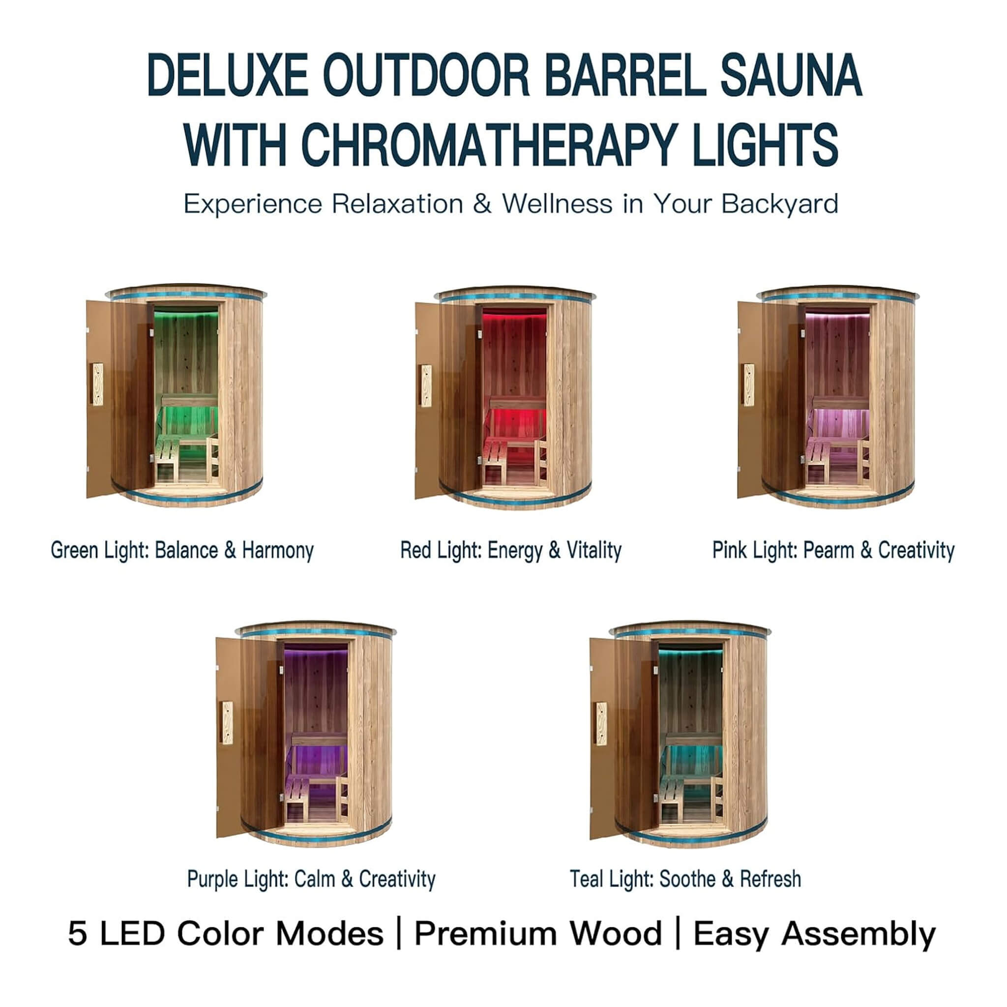 Thermora Barcelona 4-Person Cedar Outdoor Vertical Barrel Sauna 6kW - SAK74813