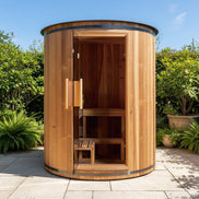 Thermora Barcelona 4-Person Cedar Outdoor Vertical Barrel Sauna 6kW - SAK74813