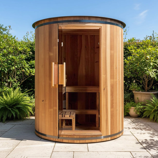 Thermora Barcelona 4-Person Cedar Outdoor Vertical Barrel Sauna 6kW - SAK74813