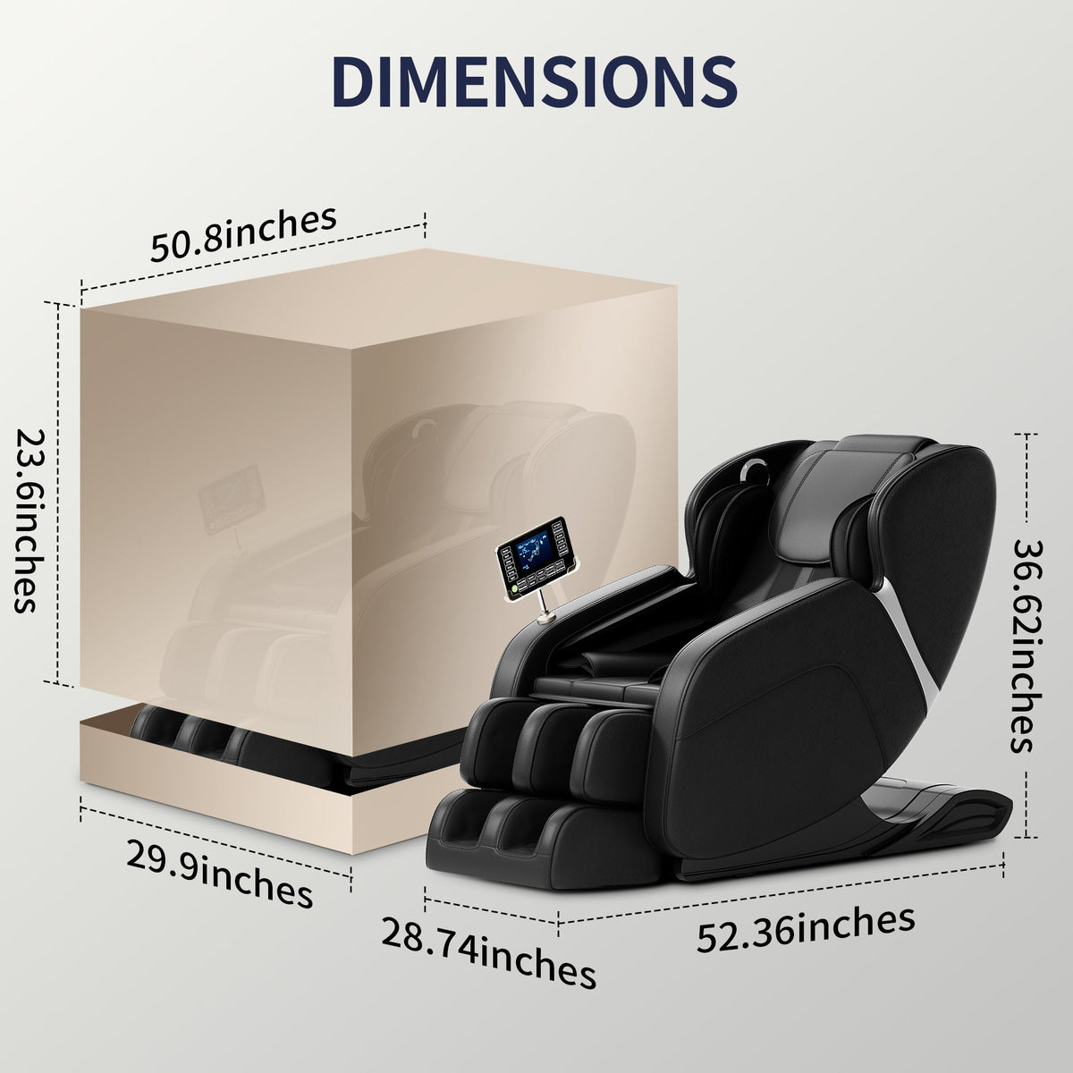 Full Body Deep Tissue Massage Chair – 8 Fixed Rollers, Foot Massage & LCD Touch Screen