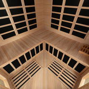 Blisspod, Vienna, Corner Spacious Far Infrared Sauna Canadian Hemlock Ultra Low EMF, 12 Heaters, 4-5 Persons