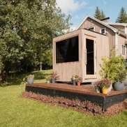 Thermasol Solaris - Tile Oak, 2-5 Person, Solar-Powered Outdoor Sauna