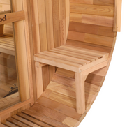 Blisspod, Prague, Canadian Red Cedar Outdoor Steam Barell Sauna, 2-4 / 4-6 persons with Full Glass Back & 2 front Porch seats