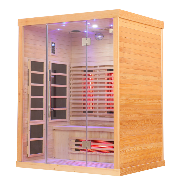 Blisspod | Venetian | Full Spectrum Indoor Premium Canadian Hemlock Ultra Low EMF Sauna | 11 Heaters | Chromotherapy & Reflexology | 3 Person