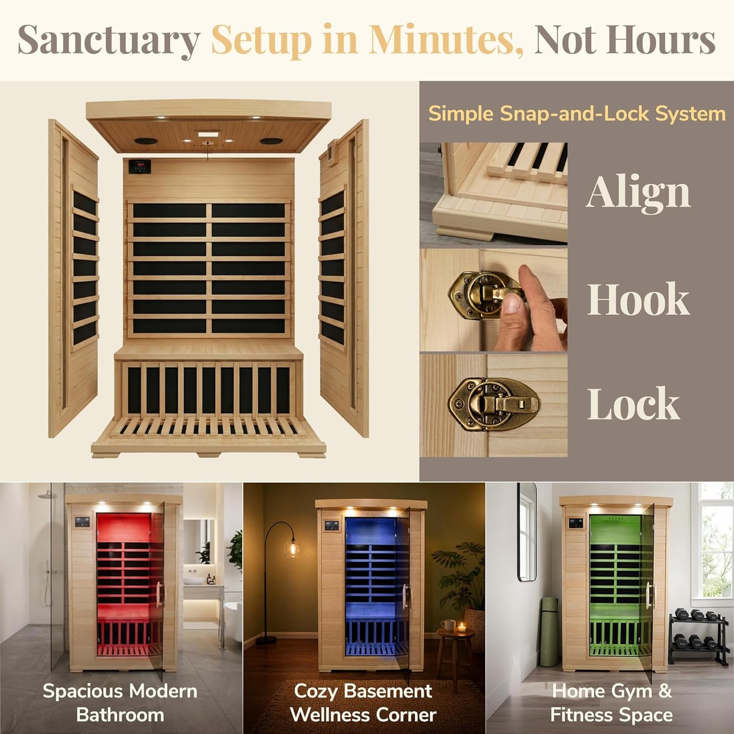 Coronado 2-Person Hemlock Deluxe Infrared Sauna with 6 Carbon Heaters