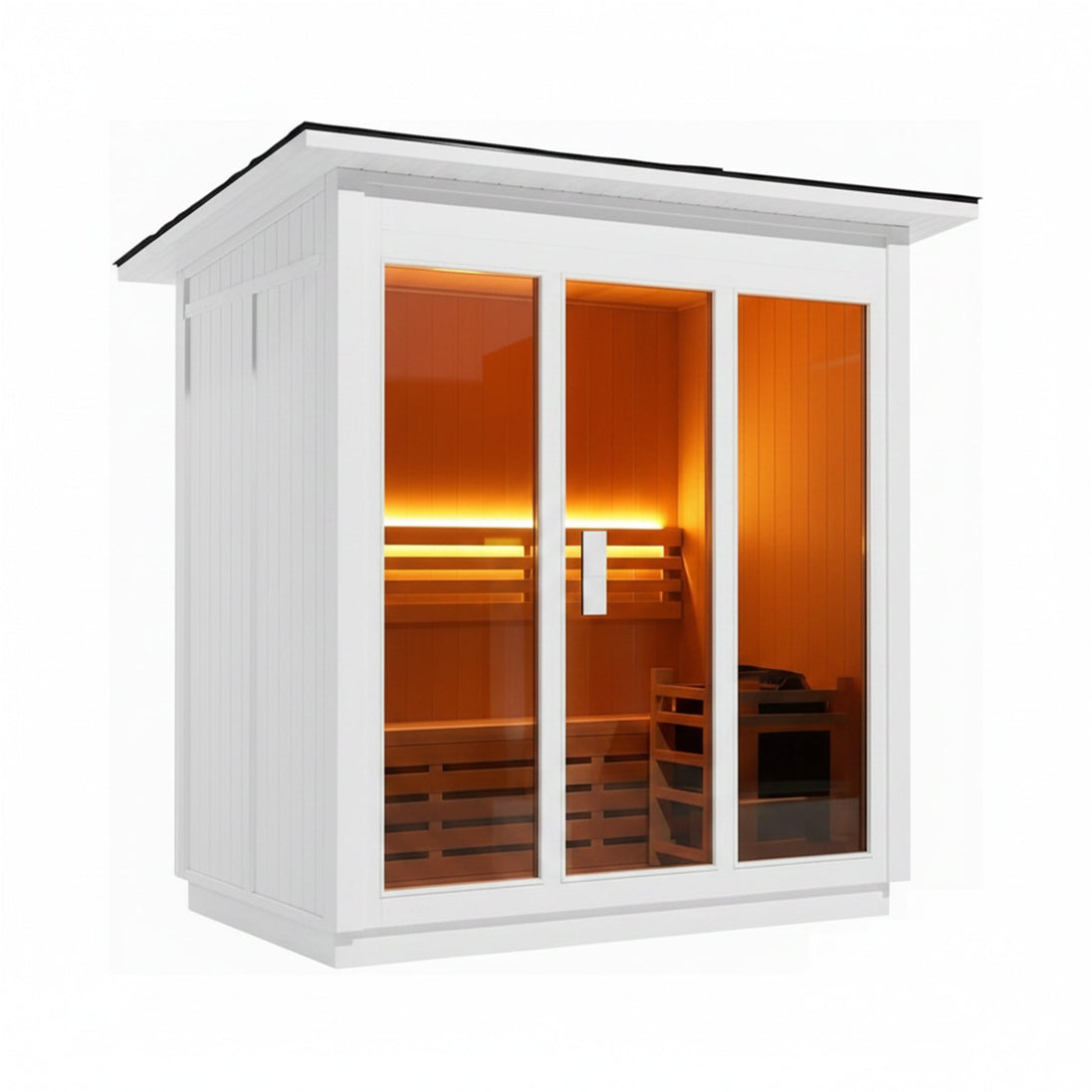 Revive Chamber 4-Person Outdoor Red Cedar Steam Sauna with Heater and Stones - SAK42068