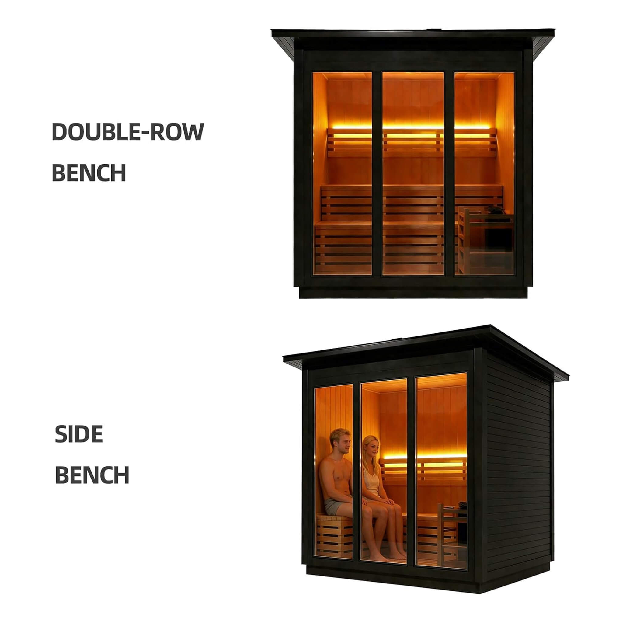 Custom 8-Person Luxury Spruce Outdoor Steam Sauna with Heater and Stones Made-to-Order SAK51642