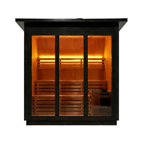 Custom 8-Person Luxury Canadian Hemlock Outdoor Steam Sauna with Heater and Stones Made-to-Order SAK95107