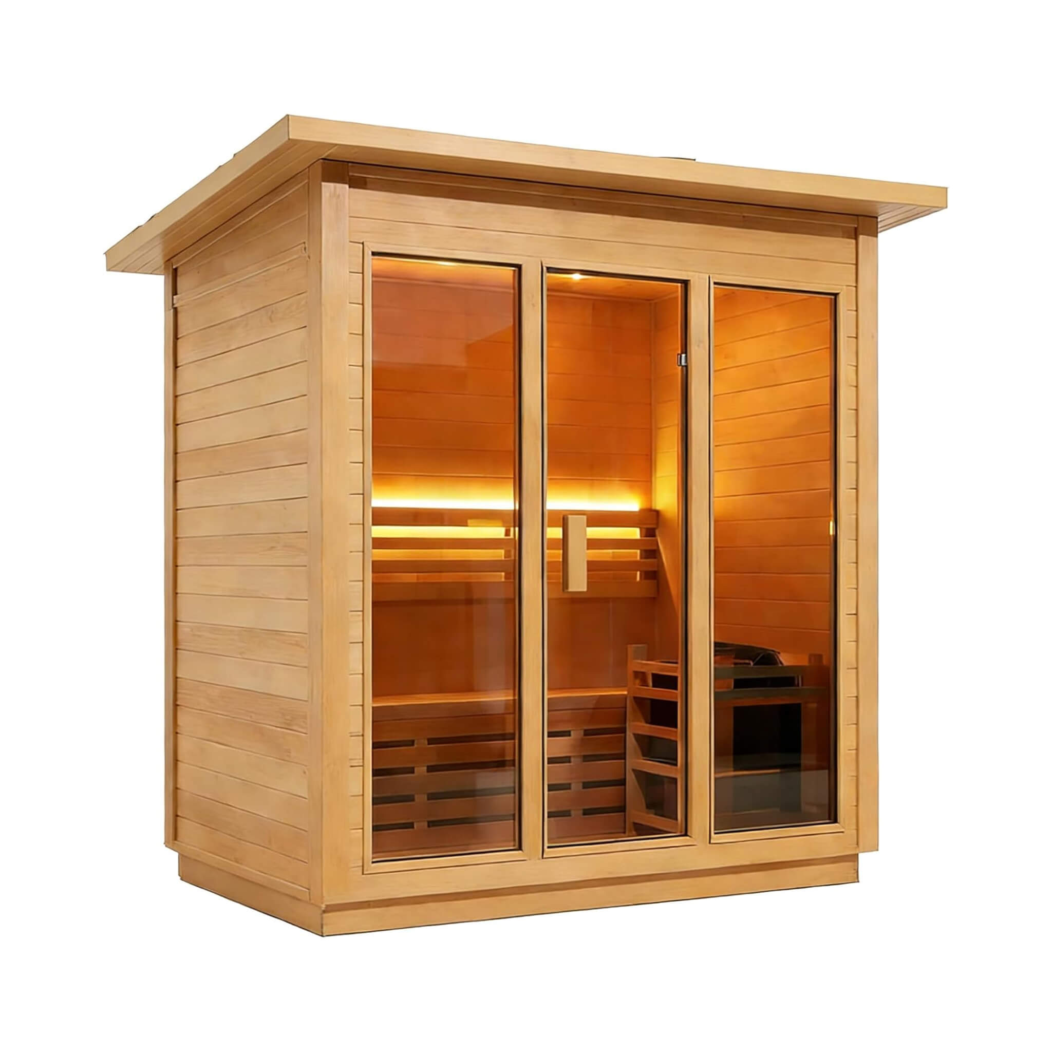 Custom 8-Person Luxury Canadian Hemlock Outdoor Steam Sauna with Heater and Stones Made-to-Order SAK95107