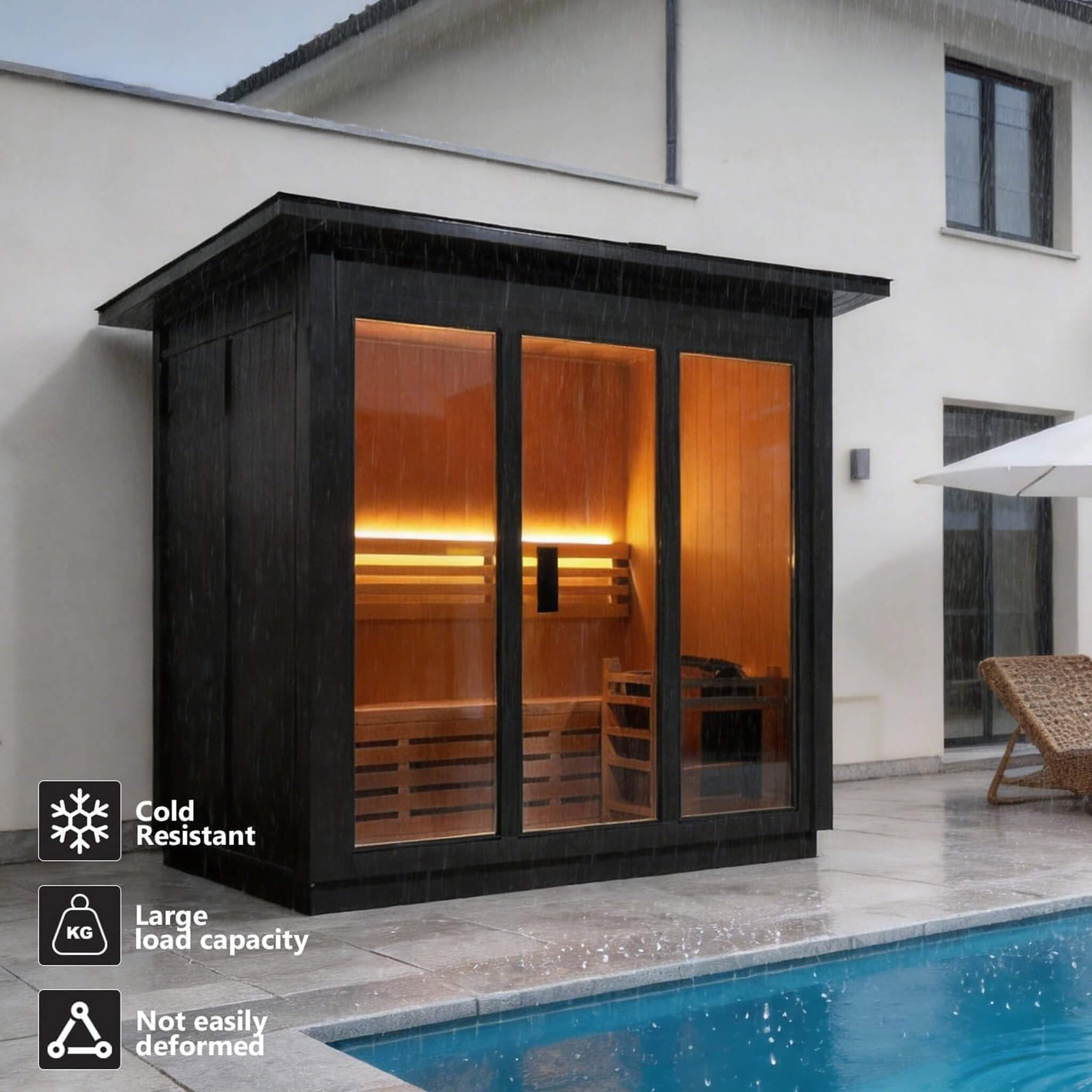 Custom 8-Person Luxury Spruce Outdoor Steam Sauna with Heater and Stones Made-to-Order SAK51642