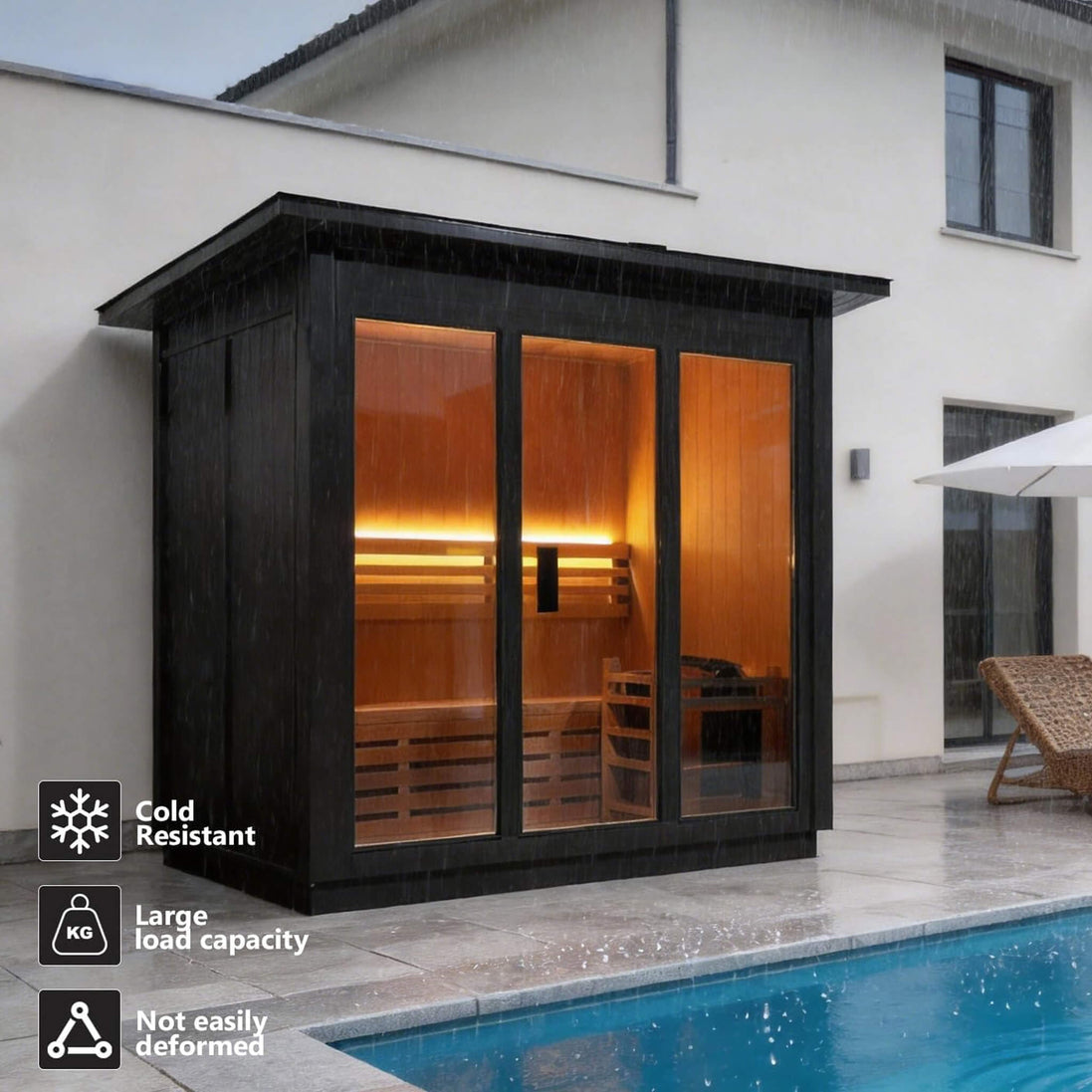 Revive Chamber 4-Person Outdoor Red Cedar Steam Sauna with Heater and Stones - SAK42068