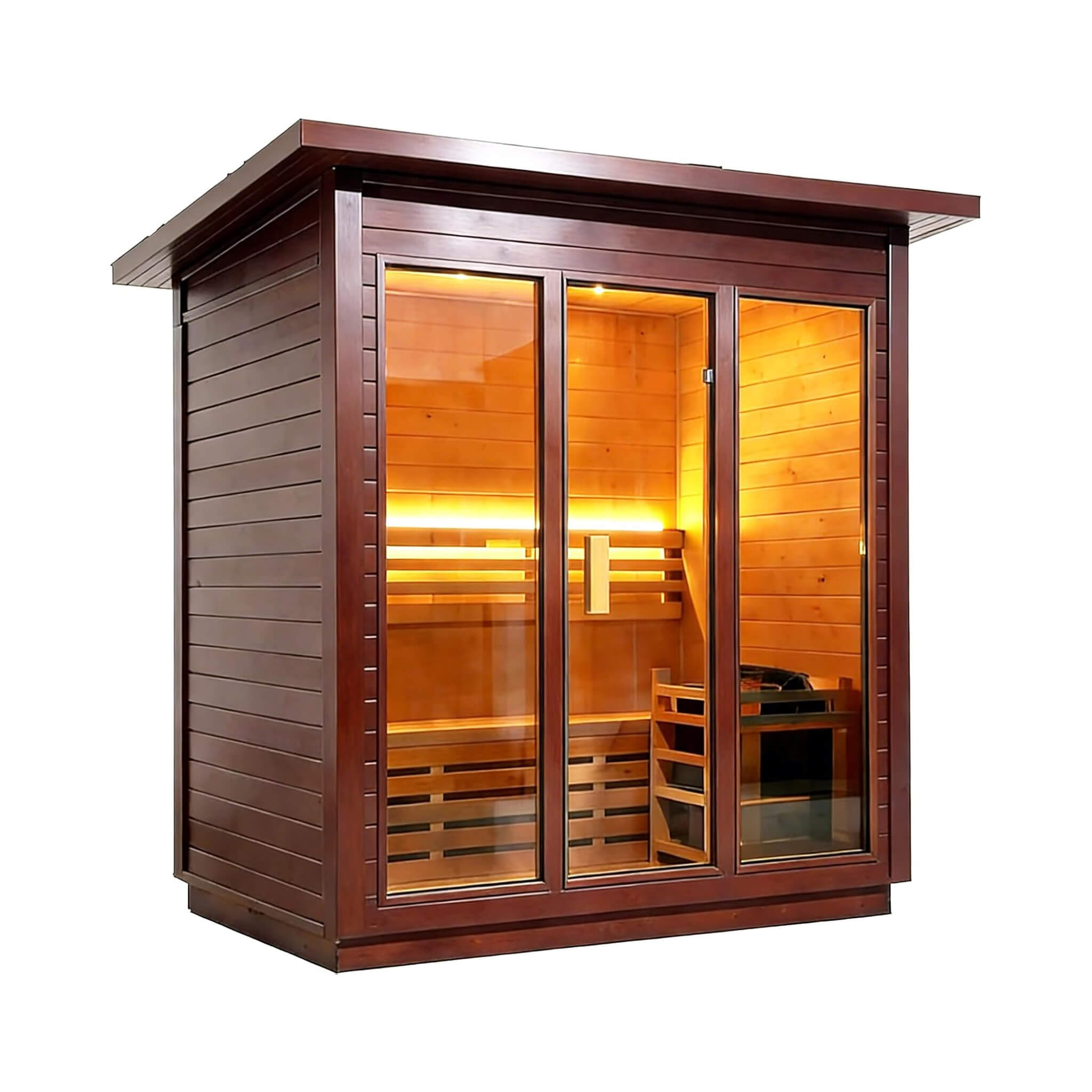 Revive Chamber 4-Person Outdoor Red Cedar Steam Sauna with Heater and Stones - SAK42068