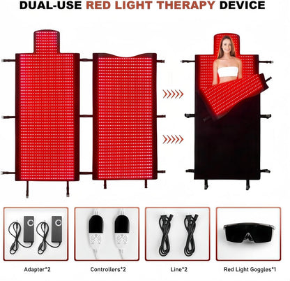 Red Light Therapy Mat for Full Body Pain Relief 75" X 35'' | Infrared Red Light Therapy Blanket for Face and Body with 2570 Dual-Wave Leds (660Nm & 850Nm)