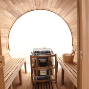 Blisspod | Prague | Canadian Red Cedar Outdoor Steam Barell Sauna | Full Glass Back