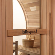 Blisspod | Prague | Canadian Red Cedar Outdoor Steam Barell Sauna | Full Glass Back