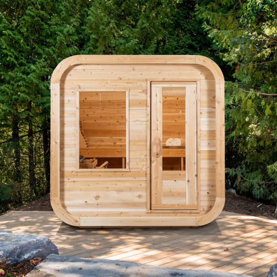 Dundalk Leisurecraft 4-Person Canadian Timber Luna Cube Sauna with Front Window - SAK96475