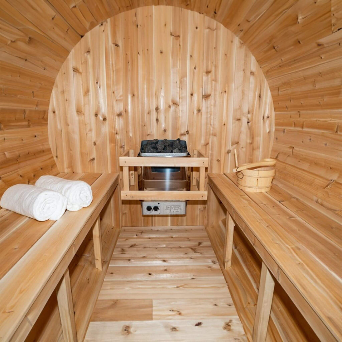 Dundalk Leisurecraft Serenity 4-Person Wood Cedar Outdoor Barrel Sauna - SAK94862
