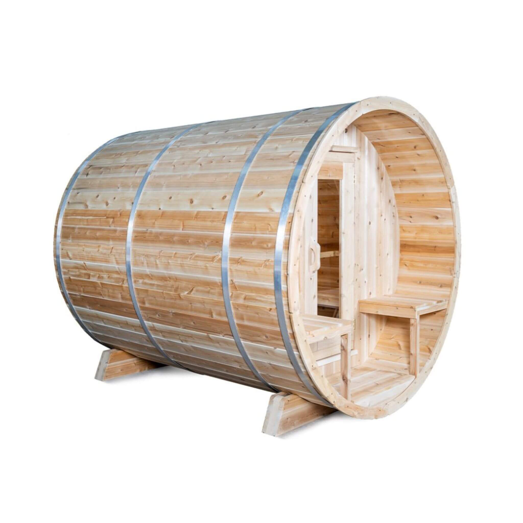 Dundalk Leisurecraft Serenity 4-Person Wood Cedar Outdoor Barrel Sauna - SAK94862