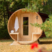 Dundalk Leisurecraft Serenity 4-Person Wood Cedar Outdoor Barrel Sauna - SAK94862