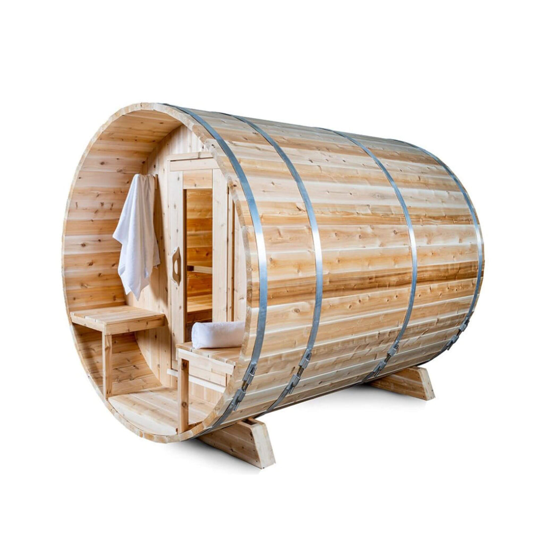 Dundalk Leisurecraft Serenity 4-Person Wood Cedar Outdoor Barrel Sauna - SAK94862